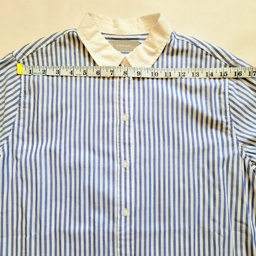 NWOT Everlane Must-Have Shirt in Silky Cotton, Blue White Stripe - Size 6 - Picture 7 of 16